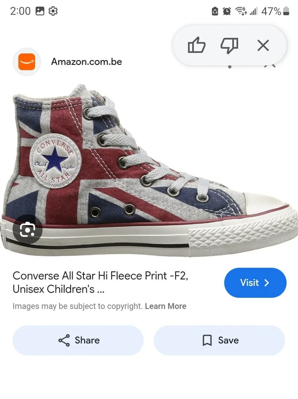 Converse Kids High Top Sneakers Union Jack Red Blue Gray
